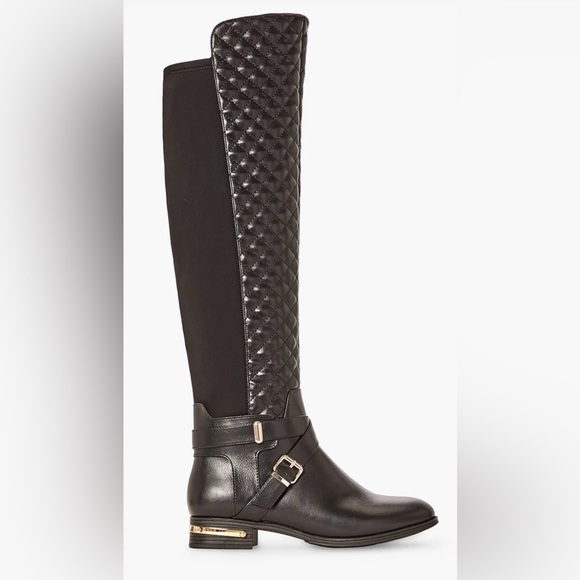 Shoe Dazzle Black Quilted Heeled Boots - Picture 2 of 7